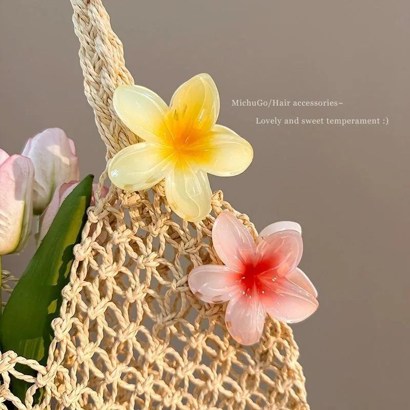 4 шт. Модные женские заколки для волос с цветами, для отпуска, в богемном стиле, заколки-заколки для волос с цветком яйца, большие заколки для девочек, аксессуары для волос.