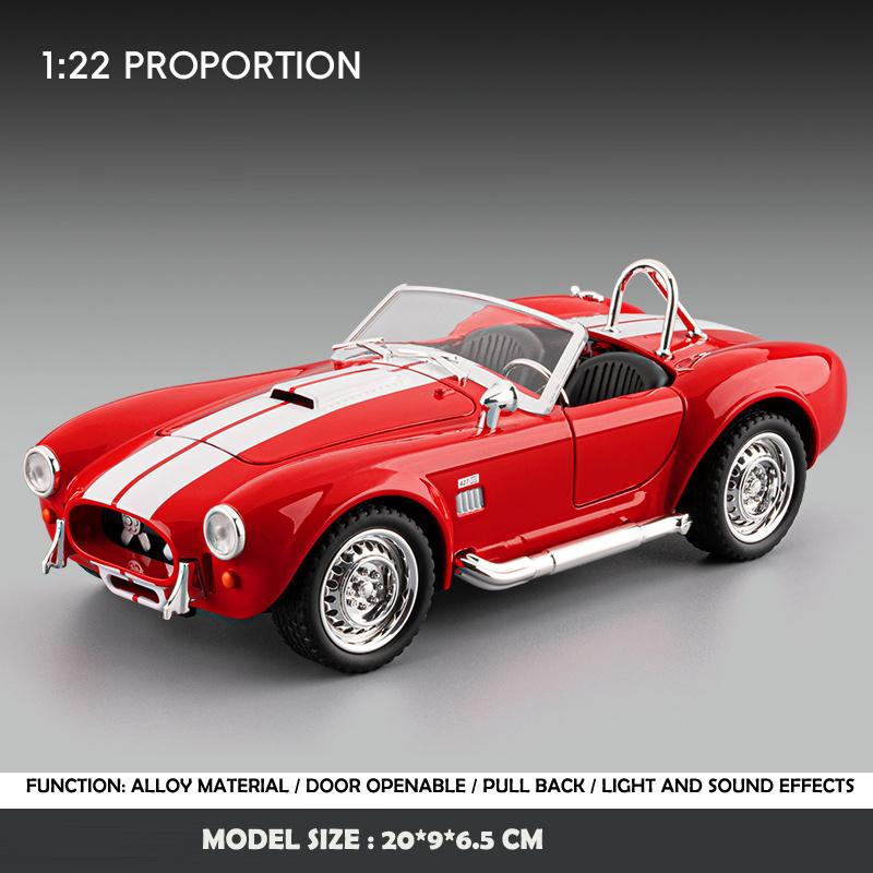 Моделирование 1:Классическая модель автомобиля Shelby AC Cobra в масштабе 22 из сплава со звуком и светом, коллекционная, литая металлическая миниатюра Voiture