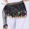 Belly Dance Skirt Sequin Tassel Waist Scarf Exotic Style Tie Up Adjustable Thin Skirt See-through Lace Stage Performance Cosplay Mini Skirt Apron Wrap