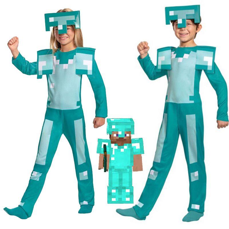 Steve Armor Child Cosplay Costume Jumpsuit For Boys And Girls Perfect For Halloween And Dress Up Events