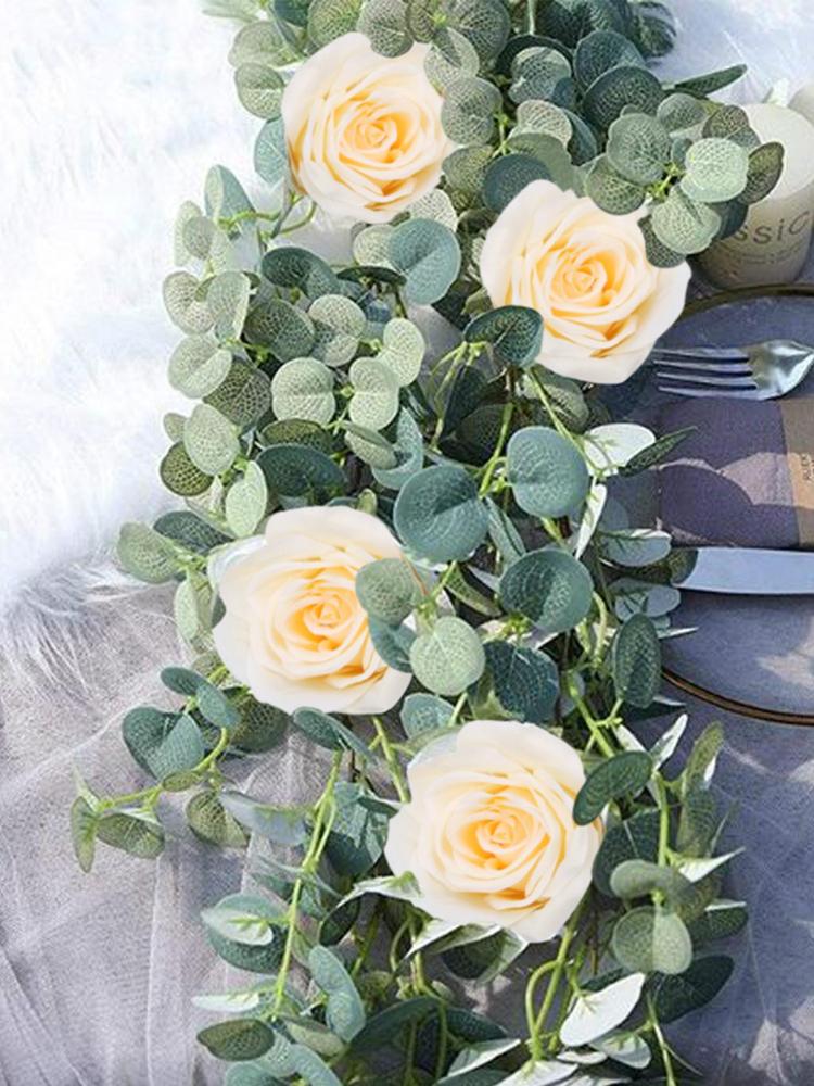 1,8 м искусственный цветок роза венок эвкалиптовый лист лоза эвкалиптовый лист роза лоза для дома сад свадьба арка декор ротанг