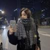 Мягкий восковой ромбовидный шарф в мелкую клетку женский зимний новый универсальный студенческий платок теплый шарф