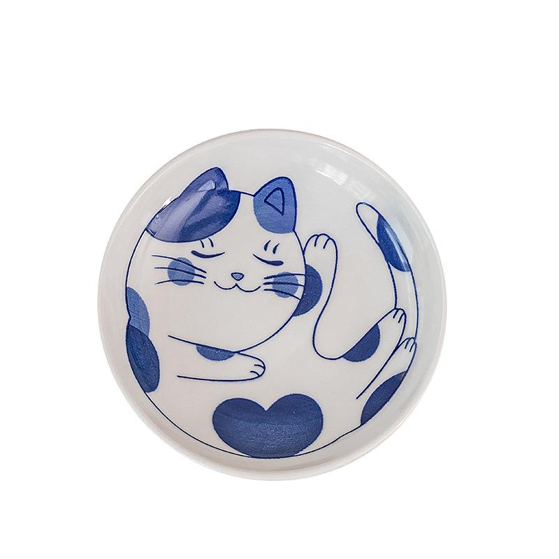 Мультяшная кошка керамическая тарелка для закусок - Милая тарелка для уксуса и приправ для дома