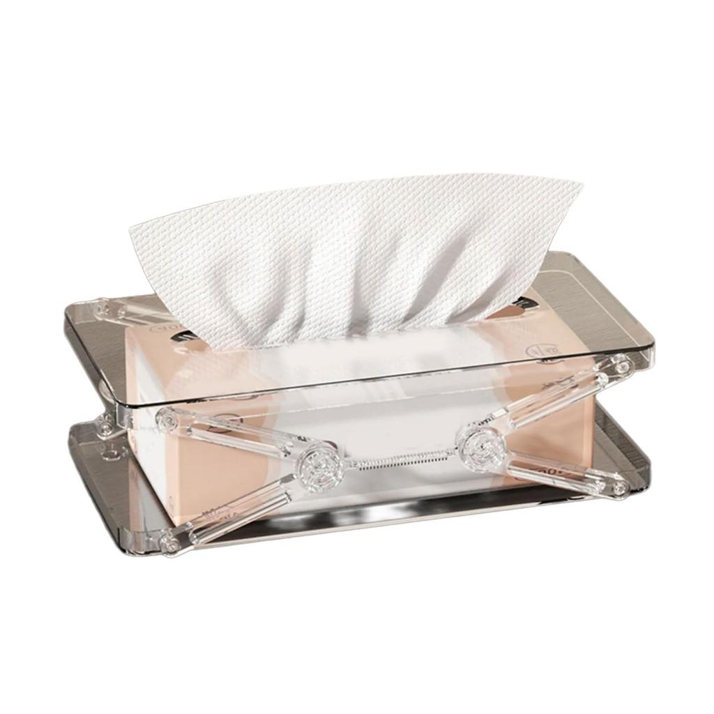 Прозрачный держатель для салфеток, пружинный диспенсер для салфеток, прозрачная настольная крышка для коробки салфеток для дома, офиса, ванной комнаты, автомобиля