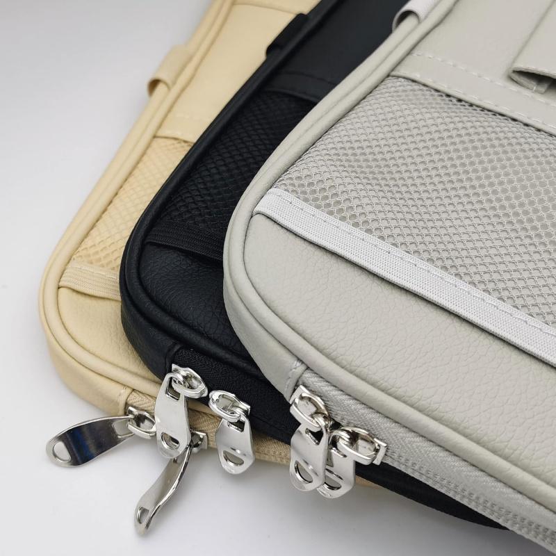 Органайзер на солнцезащитный козырек автомобиля Da, многокарманный, для грузовиков, с двойными молниями, эластичными лентами и зажимом для очков - Органайзер для необходимых вещей, поддерживает порядок (Кремово-серый)