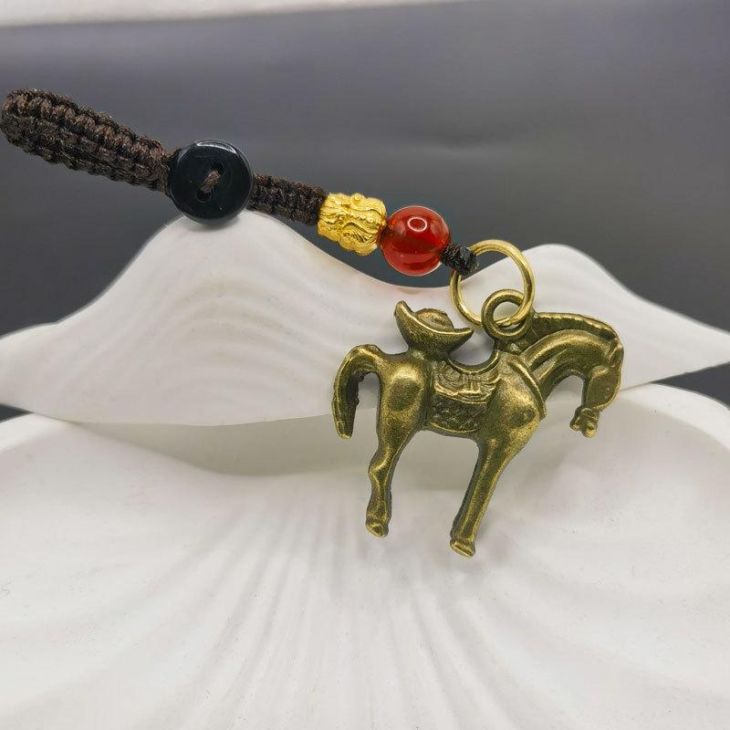 2026 Year Of Chinese Zodiac Horse Lucky Pendant Keychain Copper Feng Shui Wealth Key Ring Women Men Bag Charm Jewelry Gift