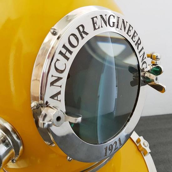 45.72 см Желтый водолазный шлем 1921 Якорь Шлем аквалангиста Латунь Морская декоративная коллекция Подарок