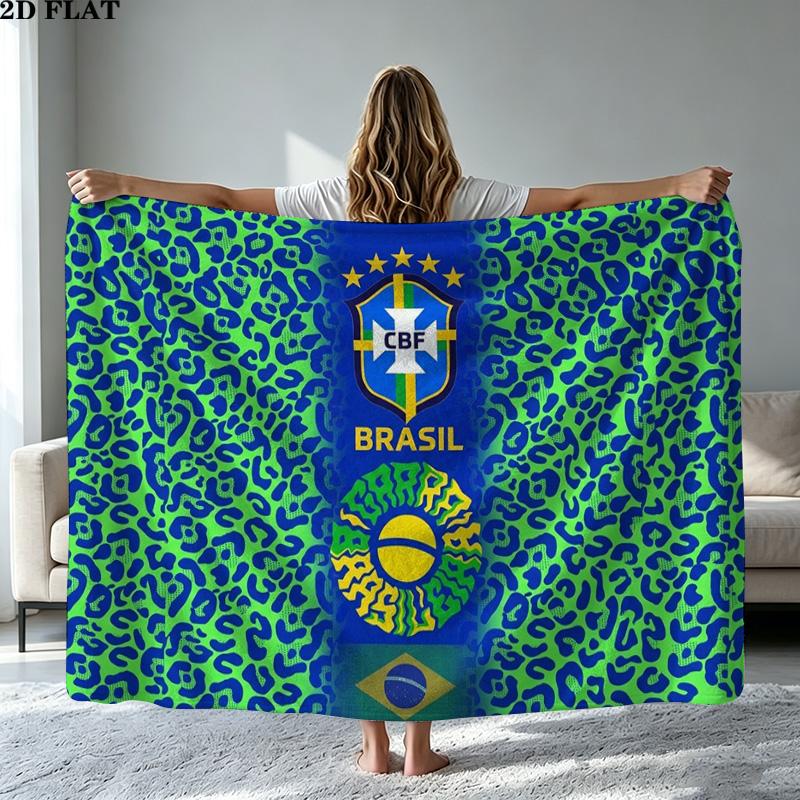 Brasil CBF Print Flannel Blanket High Quality Warm Comfortable Cover for All Seasons Perfect for Gifts Home Decor