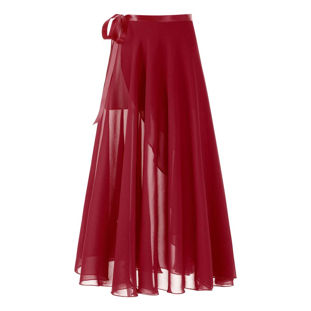 Женская юбка-пачка с высокой талией, струящаяся, однотонная, средней длины, со шнуровкой, для современной хореографии