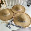 Ribbon Lafite Straw Hat UV Protection Sun Protection Cap Simple Outdoor Visor Cap  Summer
