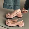 Bow Women's Bag Head Cool Slippers Summer Fashion Outside French with Skirt High Heel Evening Wind Thick Heel Single Shoes