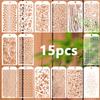 15pcs/set Reusable Stencils Floral Painting Template Washable Textured Flower for Journaling Scrapbook Art