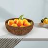 Round Rattan Style Storage Basket For Fruit Snack Bread In Living Room Kitchen