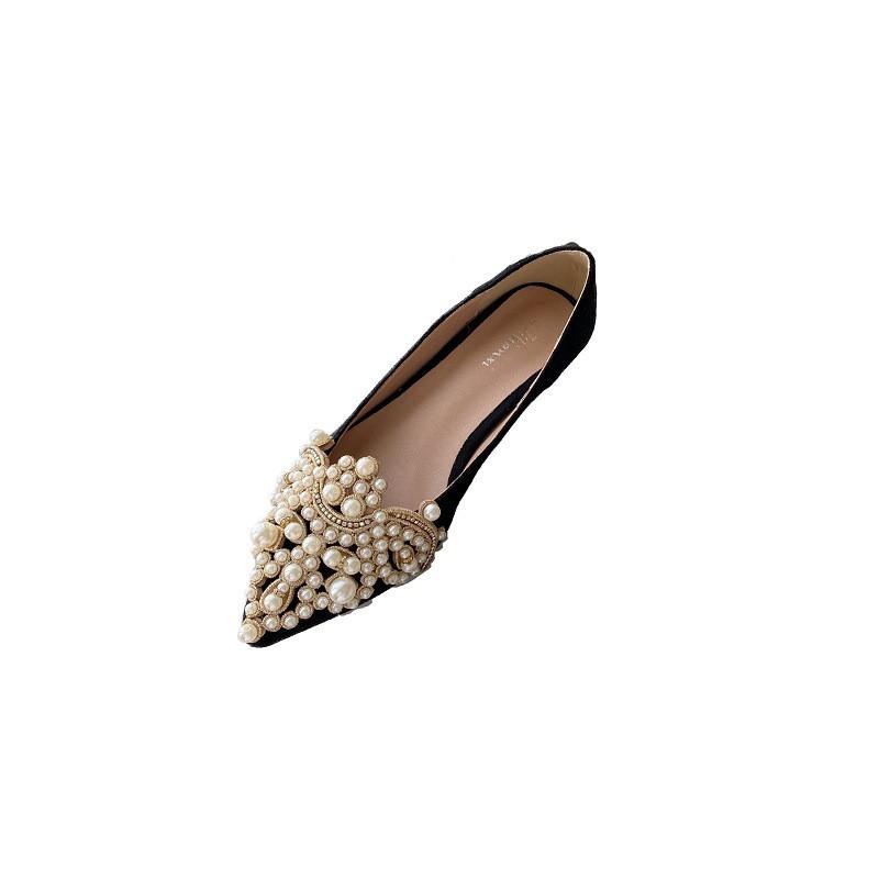 New  Trend Pearl Ballet Flats Women Pumps Floors Shoes Without Heels Loafers Female Dress Moccasins Ladies Luxury