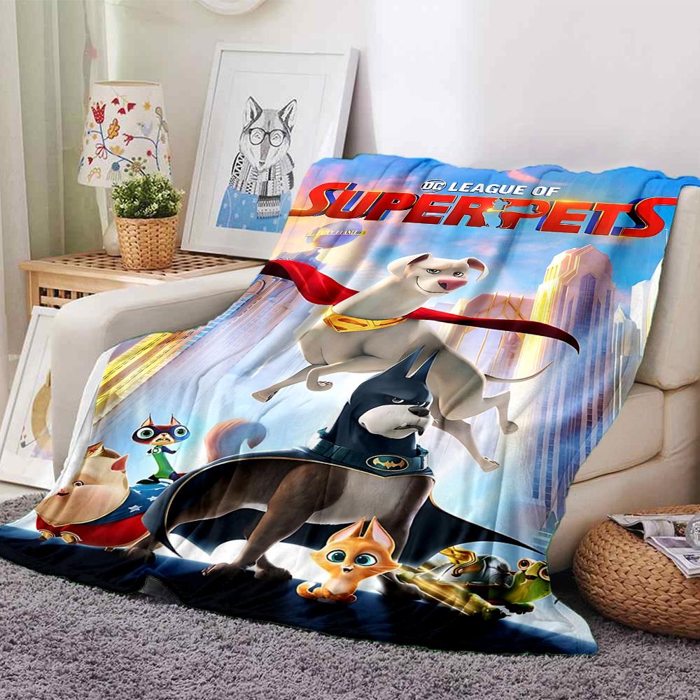 Dc League Superpets Flannel Blanket Super Soft Warm Cozy Blanket For Sofa Bed Office Travel Allseason Home Decor Gift