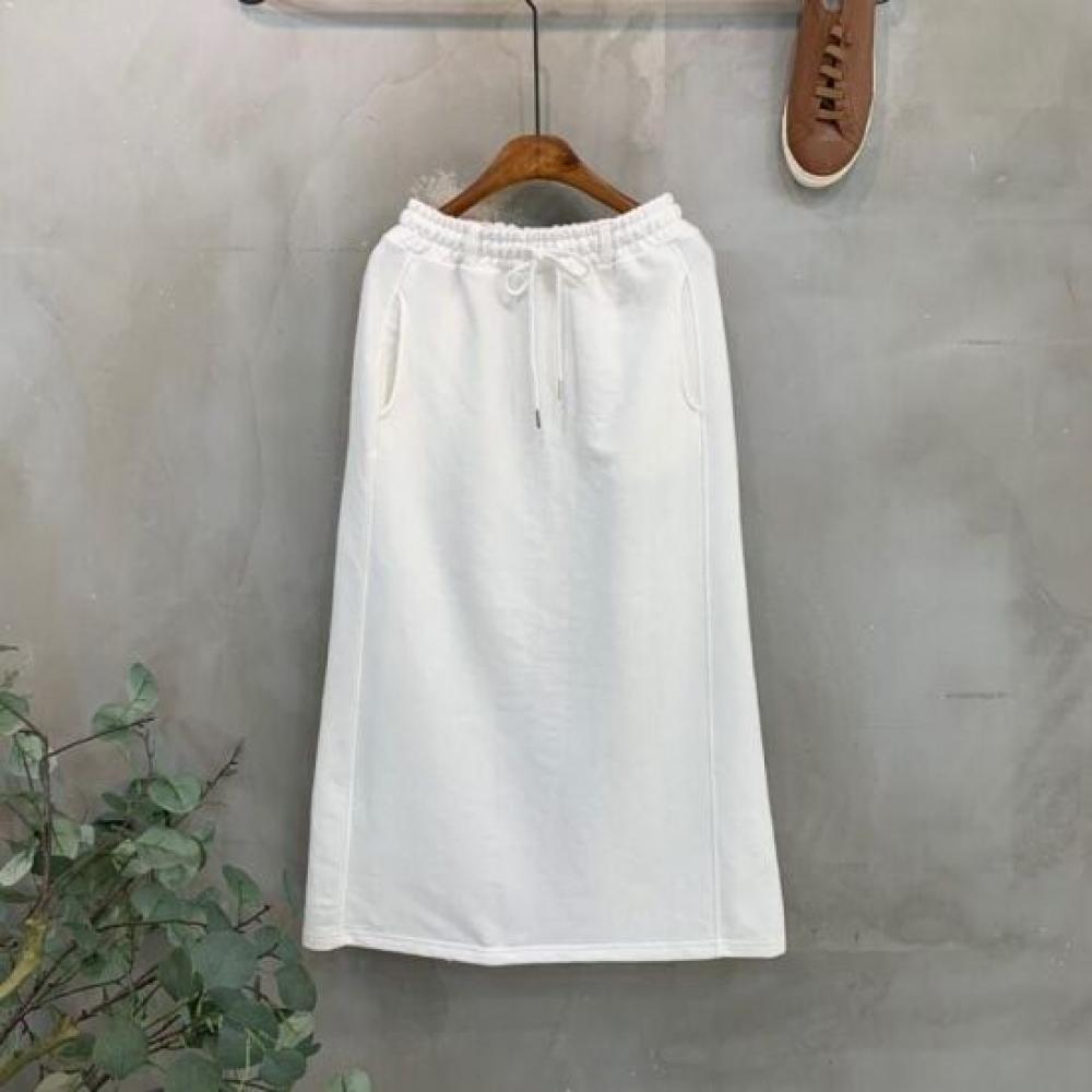 C S In The Room yooSoo Cut Slit Belt Loop bandIng Long Skirt 3Color