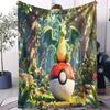 Cartoon Pikachu Squirtle Swimming in the Water Flannel Blanket For OfficeCamp Travel Multifunctional Universal Blanket Fan Gift