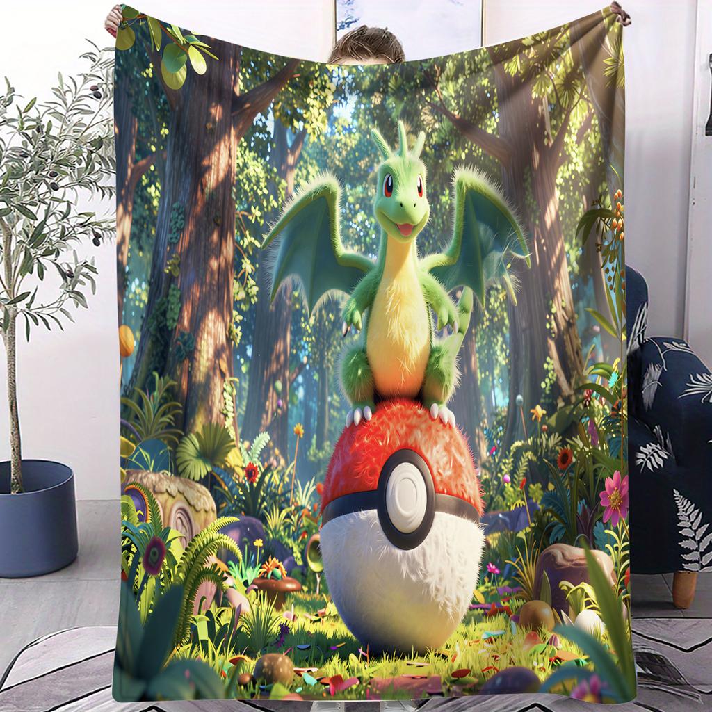 Cartoon Pikachu Squirtle Swimming in the Water Flannel Blanket For OfficeCamp Travel Multifunctional Universal Blanket Fan Gift
