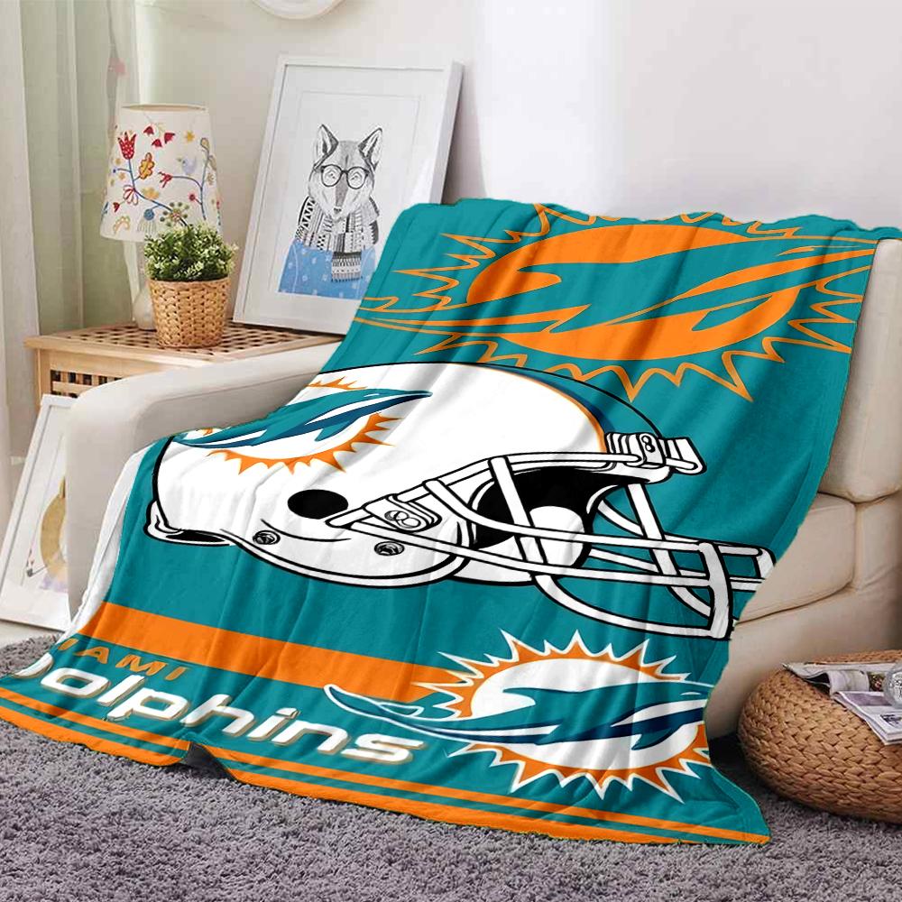 1pc Blanket - Miami Dolphins logo Print Design,Lightweight Blanket for Sofa,Bed- Soft &Warm,Gift for All Seasons