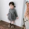 Children Dress Spring Baby Bow Long-sleeved Girls Knitted Dress Children's Clothing Gauze Dress