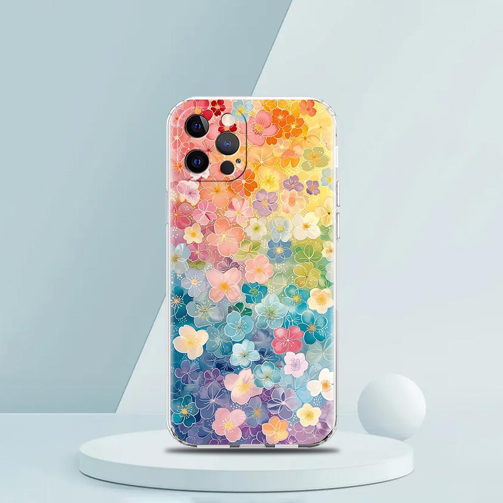 Мягкий прозрачный чехол-бампер из ТПУ для iPhone 16 15 14 13 12 11 Pro Max XR 8 7 Plus XR Чехол Сумки с рисунком Маленькие Цветы Звезды