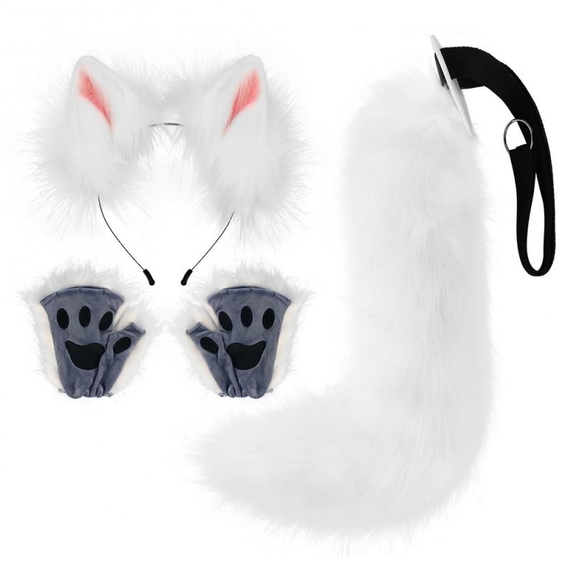 Fox Ears Headband Tail Claw Set Halloween Cosplay Costume Accessories Party Props