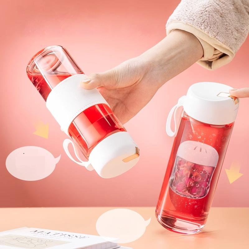 GIANXI 450ml Portable Transparent Glass Cup Household Drinkware Coffee Mug With Lid Beverage Coffee Cups Coffeeware Teaware