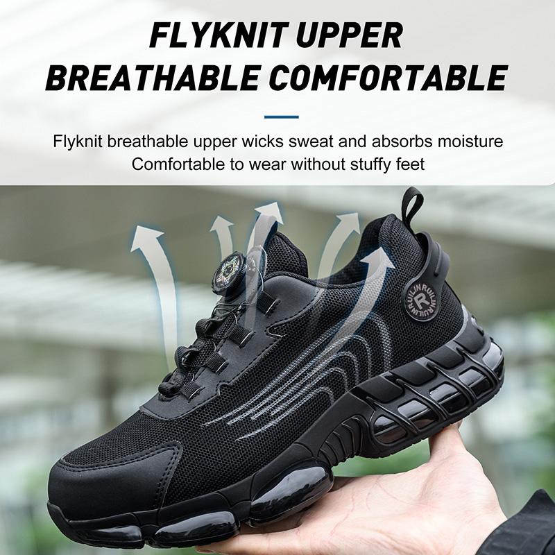 BLGTREE Rotating Button Steel Toe Work Shoes for Men Puncture Proof Tread Sneakers Anti-Impact And Work Shoes Slip Resistant Men's Safety Shoes