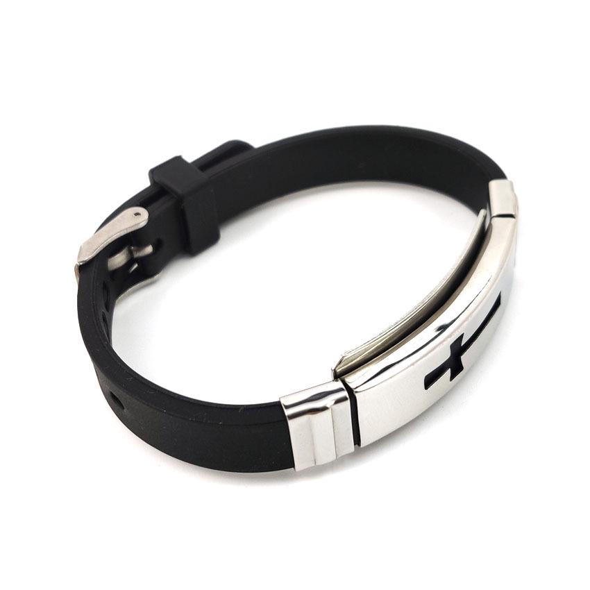 Unisex Korean Fashion Silicone & Stainless Steel Sports Bracelet