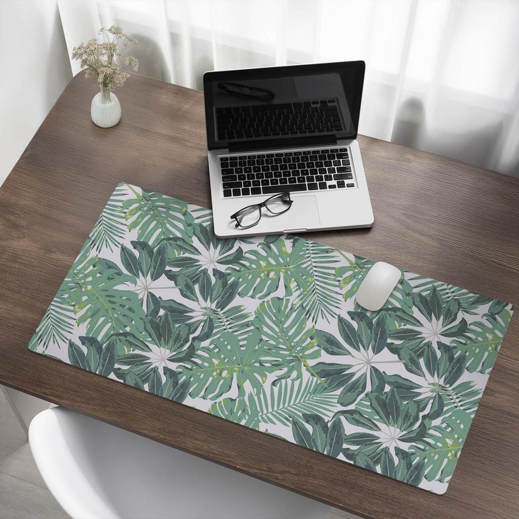 Tropical Leaves Desk Pad for Graphic Designers and Designers 100x50 cm