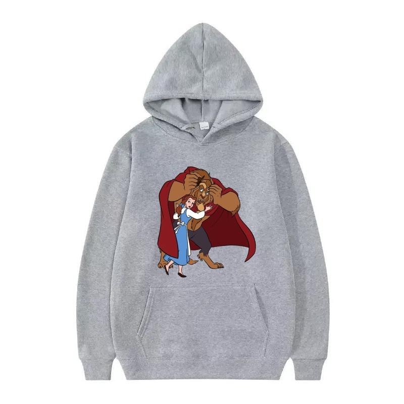 Disney Beauty And The Beast Princess Pattern Woman Loose Black Autumn Tops Clothes Pullovers Ladies Cheap Y2k Hoodies Men Sporty