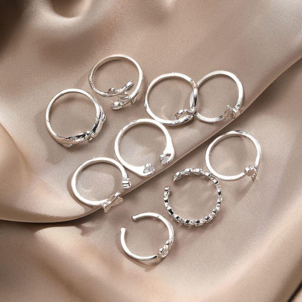 Vintage Heart Toe Rings Zinc Zinc Alloy Crystal Finger Ring Sweet Butterfly Foot Ring Set  Girls