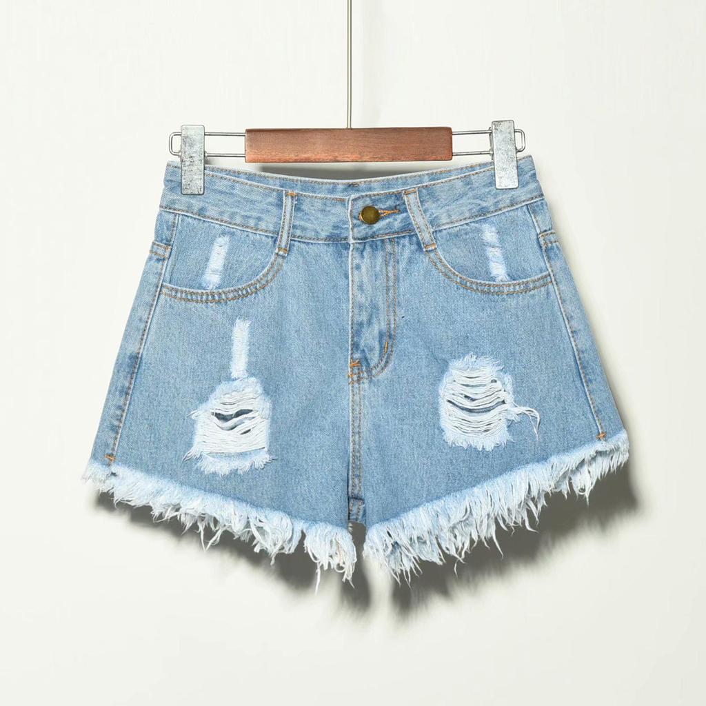Korean High Waist Plus Size Raw Edge Denim Shorts for Women - Ripped, Slimming, Wide Leg A-Line Style