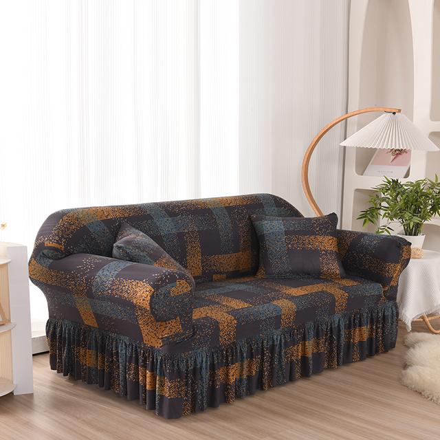 Чехлы на диваны с геометрическим рисунком, эластичные чехлы на юбку для дивана из спандекса, нескользящие моющиеся чехлы для кресел и диванов для гостиной