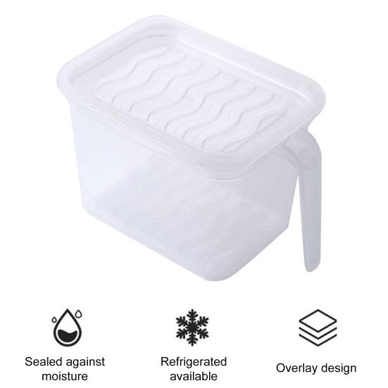 Ящик для хранения холодильника с ручкой крышки, штабелируемый, прозрачный, большой емкости, можно мыть в посудомоечной машине, безопасный для овощей, фруктов, органайзер для холодильника, контейнер для еды