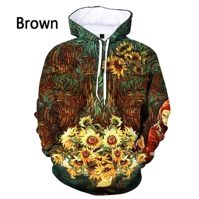3D-печать Ван Гога Искусство Масляная живопись Графическая толстовка с капюшоном для мужчин и женщин Повседневный свободный свитер большого размера Свитшот мужской Felpa Uomo