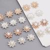 10pcs Snowflake Cabochon  Metal Base Strass Glitter Rhinestone Buttons for Clothing Shoes Bags Accessories DIY Crafts 16*16MM