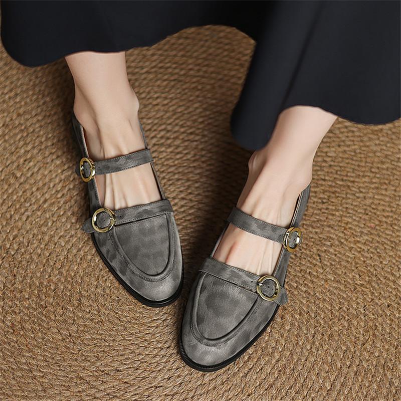 Fashion New Spring/Summer Genuine Leather Women Pumps Shoes for Women Fashion Leopard Print Round Toe Mary Jane Shoes Low Heels Women