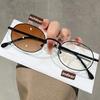 Fashionable Advanced Oval Metal Photochromic Myopia Glasses Luxury Small Framed Blue Light Blocking Eyeglasses 0 TO -4.0