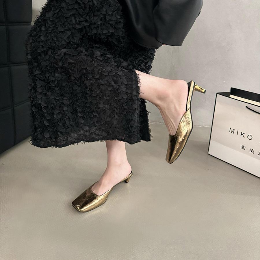 Модные женские тапочки 2024 года, летние новые мюли, дизайнерские туфли Мэри Джейн с квадратным носком, женские модные босоножки на низком каблуке, Zapatos De Mujer