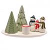 Santa & Friends Ceramic Snowman Scene Candle Holder