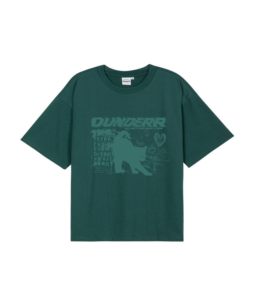 OUNDERR Mono Collection Кошка Футболка с коротким рукавом (зеленый)
