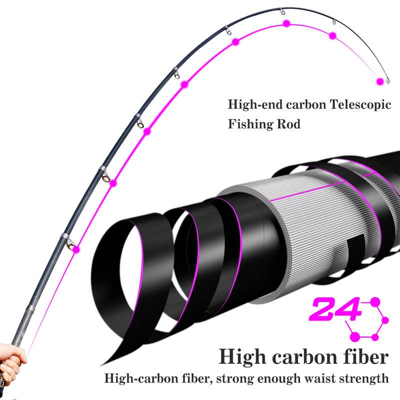 Комбинированная телескопическая удочка и катушка из углеродного волокна длиной 2,1–3,0 м с рыболовной катушкой 12BB Спорт на открытом воздухе