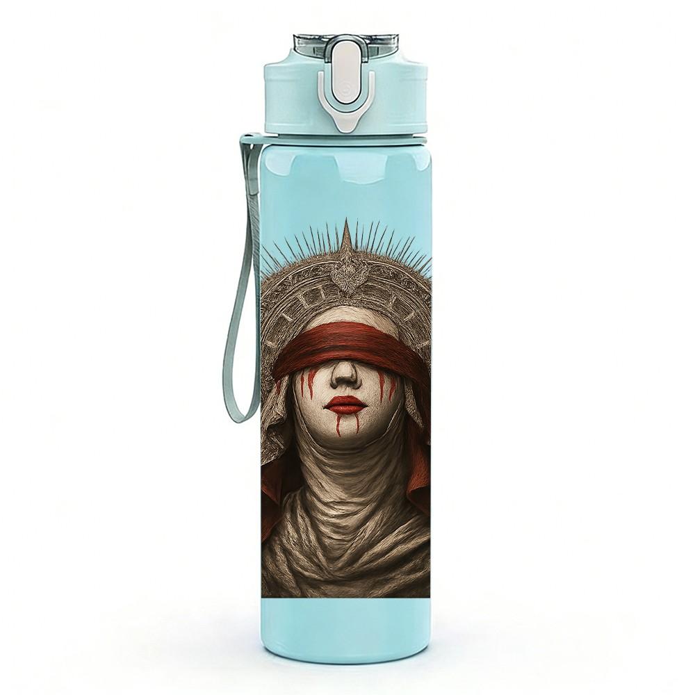1PC Thorn Crown Woman Portrait 750ml Color Plastic Sports Water Bottle Leakproof Flip Straw Lid Suitable for Sports Office Home Use