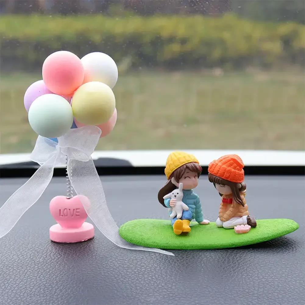 Anime Sisters For Car Ornament Model Cute Sitting Girls Figure Auto Interior Decoration Pink Dashboard Figurine Accessories Gift