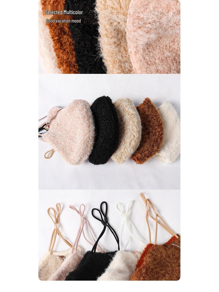 Luxury 3D Plush Mask: Warm, Windproof, and Fashionable Women's Outdoor Face Covering for Autumn and Winter
