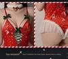 Velvet Bow Christmas Lingerie Bodysuit Set with Deep V Neck