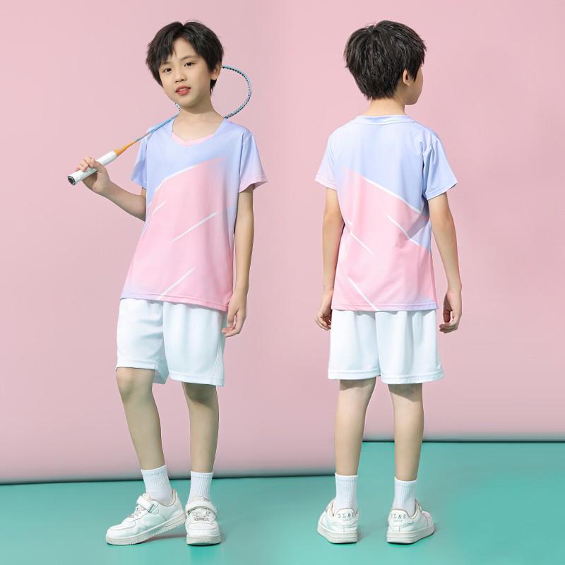Kids Badminton Uniform Set Quick Dry Training Shirt Shorts Boys Girls Team Sports