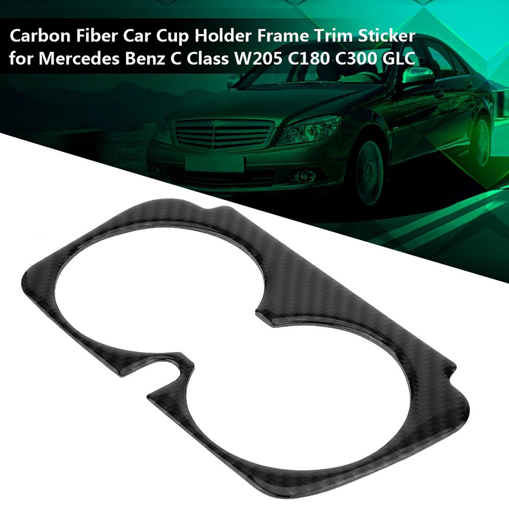 Carbon Fiber Car Cup Holder Trim Sticker for Mercedes Benz C Class W205 C180 GLC Classic Style