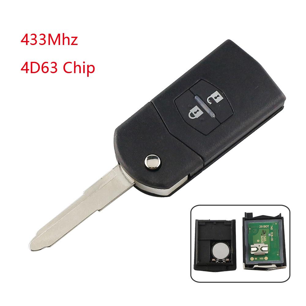315Mhz/433Mhz For Mazda 3 5 6 Series M6 M3 RX8 MX5 2 M2 M5 8 M8 Demio CX7 CX9 Remote Car Key 4D63 Chip 2 Button Fold Uncut Blade